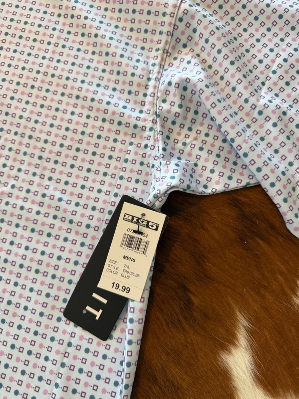 split White Polo with Blue & Red Micro Pattern - Picture 2 of 8